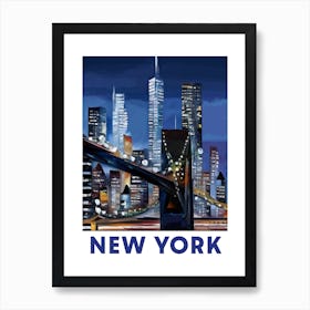Brooklyn Bridge New York Portrait Art Print