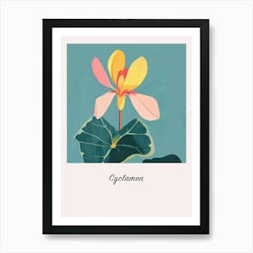 Cyclamen 2 Square Flower Illustration Poster Art Print