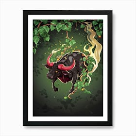 Bull With Horns 1 Art Print