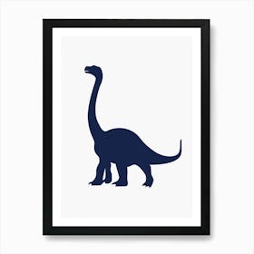 Navy Blue Dinosaur Silhouette 5 Art Print