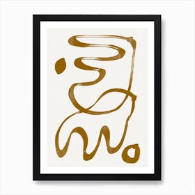 Mustard Line Shapes Modern Minimalistic Graphic Latte Drawing Home Decor Art Print