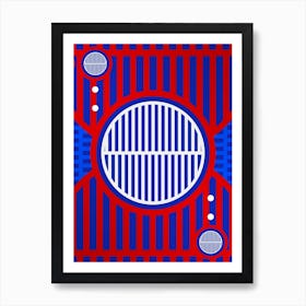 Geometric Abstract Glyph in White on Red and Blue Array n.0028 Art Print