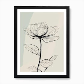 Line Art Lotus Flowers Illustration Neutral 11 Art Print