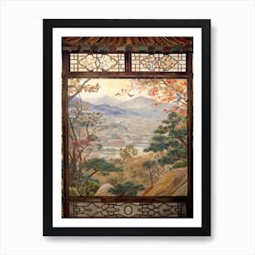 Window View Of Seoul South Korea In The Style Of William Morris 1 Art Print