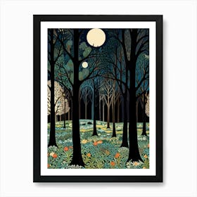 William Morris Moonlight In The Forest 9 Art Print