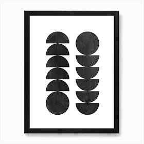 Black mid century shapes Art Print