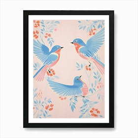 Vintage Japanese Inspired Bird Print Eastern Bluebird 4 Art Print