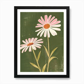 Pink & Green Daisy 2 Art Print