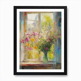 Freesia Flowers On A Cottage Window 4 Art Print