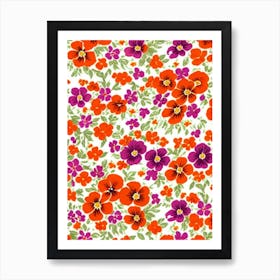 Pansy Floral Print Warm Tones 2 Flower Art Print