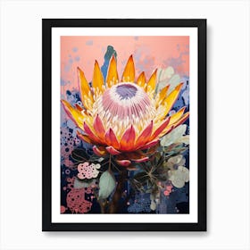 Surreal Florals Protea 1 Flower Painting Art Print