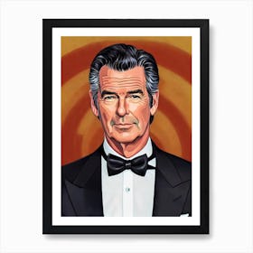 Pierce Brosnan Illustration Movies Art Print