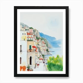 Watercolor Of Positano Art Print