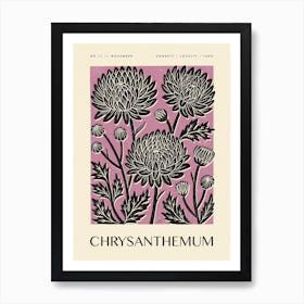 Rustic November Birth Flower Chrysanthemum Black Purple Art Print