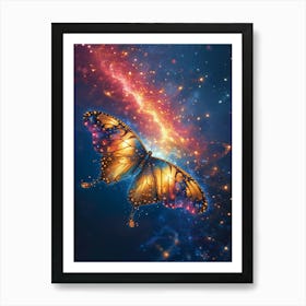 Butterfly Flying In Space Art Print