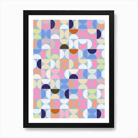 Mid Century Modern Blue Geometric Art Print