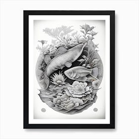 Doitsu Hariwake Koi 1, Fish Haeckel Style Illustastration Art Print