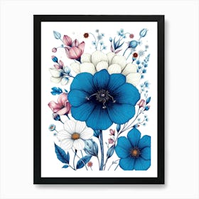 Blue Flowers 2 Art Print