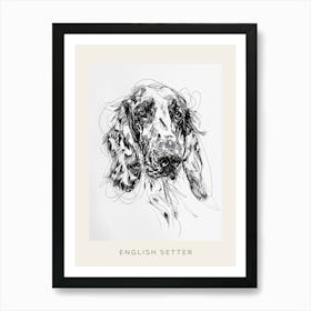 English Setter Dog Line Sketch 2 Poster Art Print