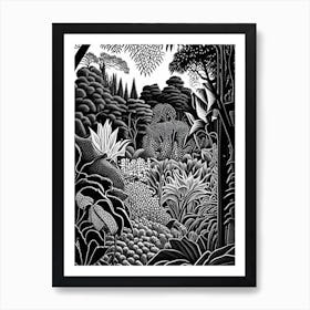 Birmingham Botanical Gardens, 1, Usa Linocut Black And White Vintage Art Print