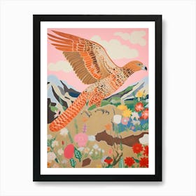 Maximalist Bird Painting Red Tailed Hawk 2 Art Print