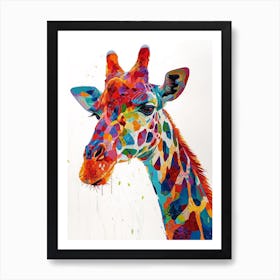 Watercolour Geometric Colourful Giraffe Póster