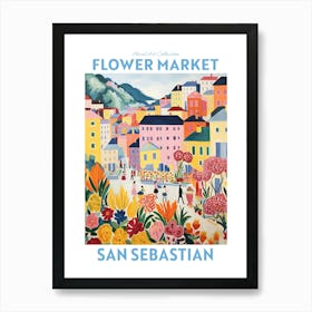 San Sebastian Spain Flower Market Floral Art Print Travel Print Plant Art Modern Style Art Print