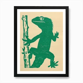 Green Crested Gecko Bold Block 2 Art Print