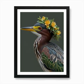 Bird With A Flower Crown European Robin Art Print 6 Art Print