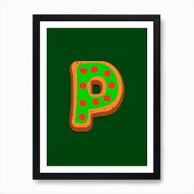 Gingerbread Christmas Letters Living Room Holiday Display Green 16 Art Print