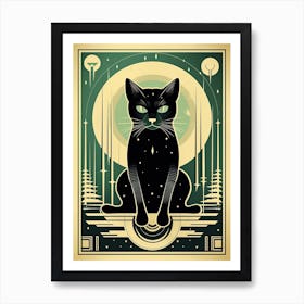 The Fool, Black Cat Tarot Card 0 Art Print