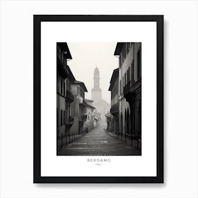 Poster Of Bergamo, Italy, Black And White Analogue Photography 2 Art Print