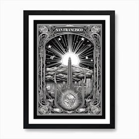 San Francisco, United States, Tarot Card Travel  Line Art 1 Art Print