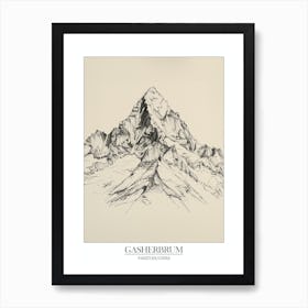 Gasherbrum I Pakistan China Line Drawing 1 Poster Art Print