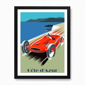 French Riviera, Old Timer Race Car Art Print