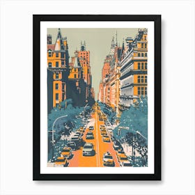 Upper West Side New York Colourful Silkscreen Illustration 3 Art Print