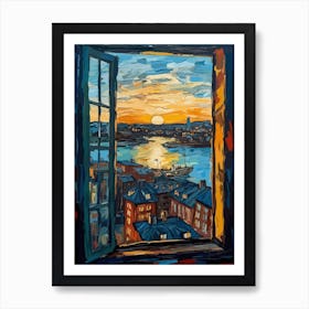 Window View Of Stockholm Sweden In The Style Of Expressionism 4 Art Print