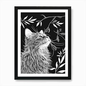 Turkish Angora Cat Minimalist Illustration 2 Art Print