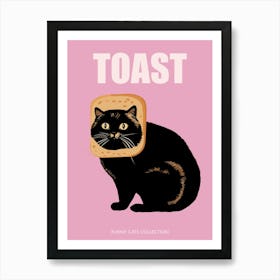 Toast Cat Funny Animals Pink Art Print