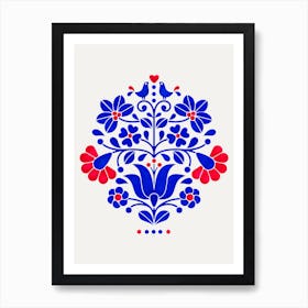 Scandi Folk Flowers Art Print