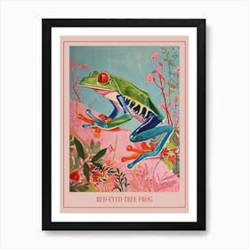 Floral Animal Painting Red Eyed Tree Frog 4 Poster Art Print