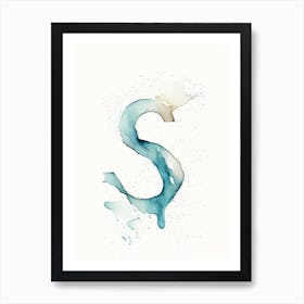 S  Letter, Alphabet Minimalist Watercolour 5 Art Print