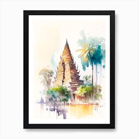 Siem Reap Cambodia Watercolour Pastel Tropical Destination Art Print