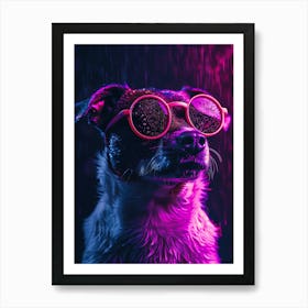 Beautiful Dog Under Neon Lights 22 Art Print