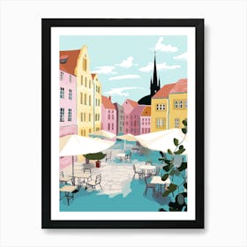 Lund, Sweden, Flat Pastels Tones Illustration 4 Art Print