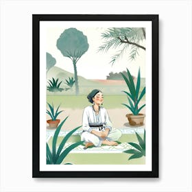 Peaceful Morocco Gardena Girl In The Garden, And A Traditional Moroccan Session Art Print