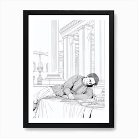 Line Art Inspired By The Death Of Marat 7 Art Print