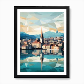 Zurich, Switzerland, Geometric Illustration 4 Art Print