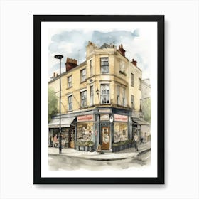 Dalston London Neighborhood, Watercolour 1 Art Print