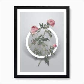 Vintage Rose of the Hedges Minimalist Botanical Geometric Circle on Soft Gray Art Print